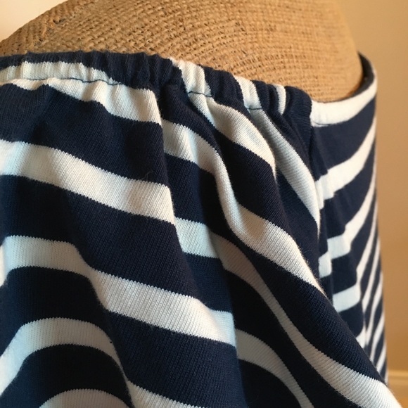 M/L Ralph Lauren Off Shoulder Knit Holiday Dress Navy White - Picture 7 of 8